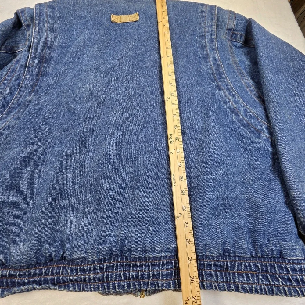 Vintage 90s Denim Lined Bomber Jacket‎ Size XL Unbranded Zip/snaps